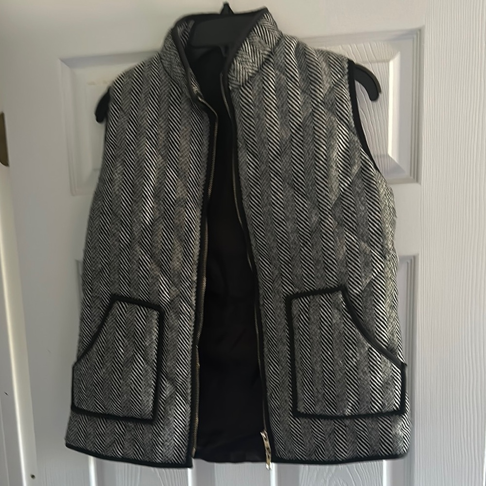 Black Herringbone Vest with silver details